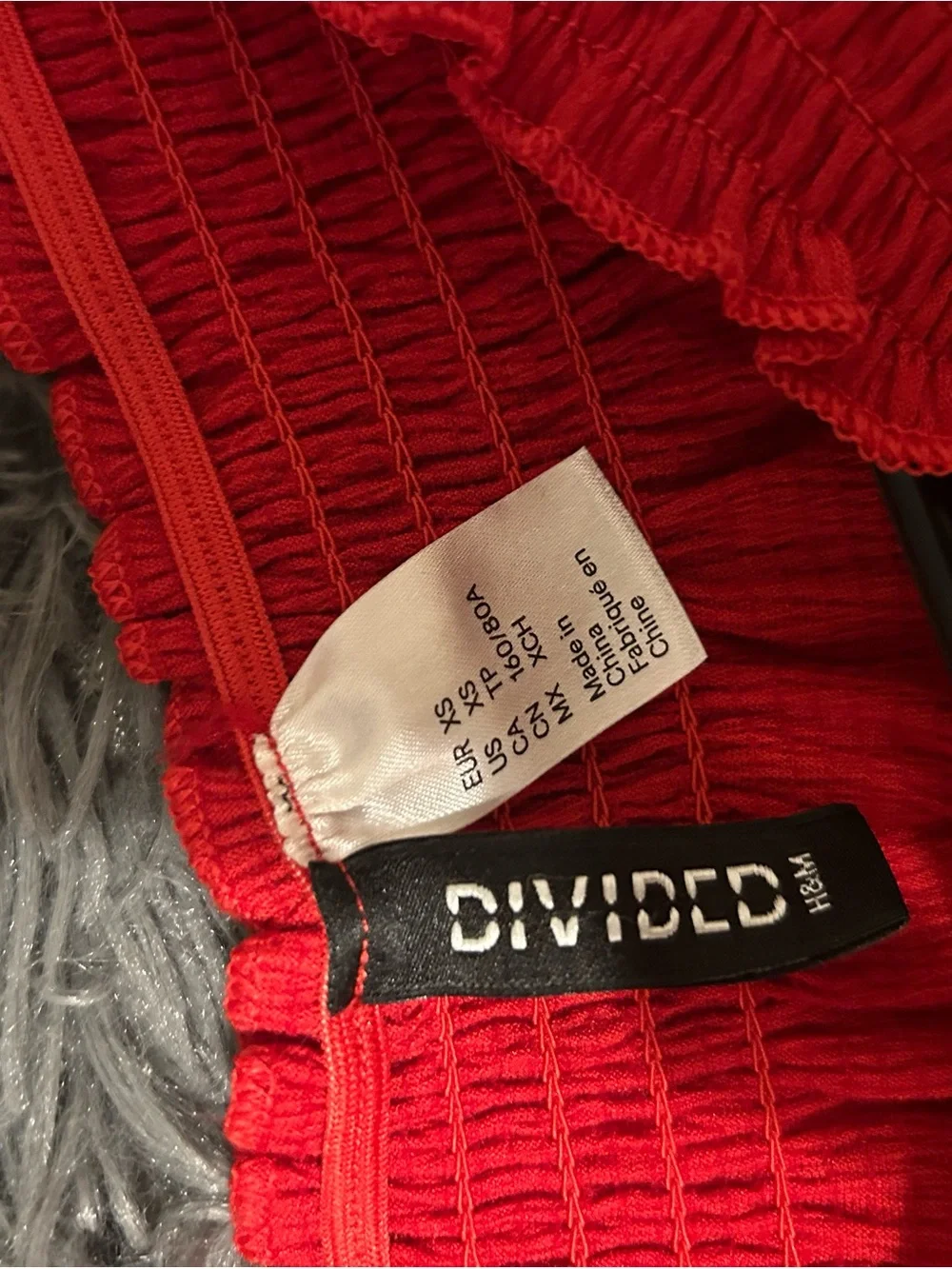 H&M Red Off-the-Shoulder Smocked Crop Top